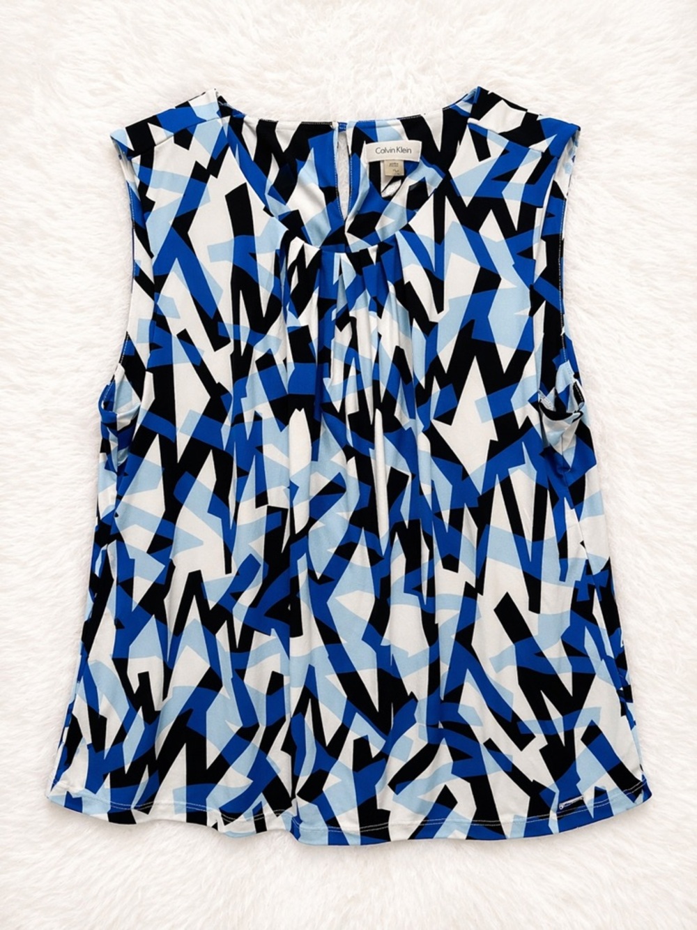 Calvin Klein Blue Black White Abstract Sleeveless Camisole